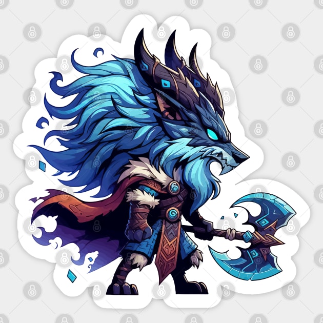 Kawaii Chibi Wolf Fenrir Norse Mythology Viking Sticker by TomFrontierArt